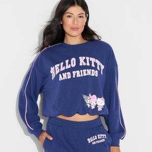 Hello Kitty‎ & Friends Women's Bubble Hem Graphic Sweatshirt - Navy Blue